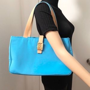 Ralph Lauren blue leather trim tot bag